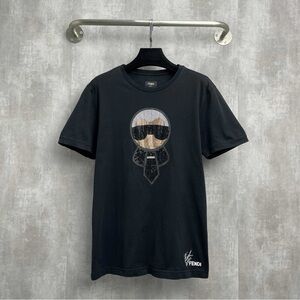 Authentic Fendi Navy Graphic Tee with Iconic Design